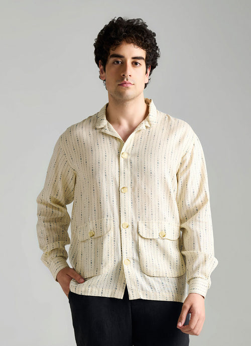 Striped Linen Bomber