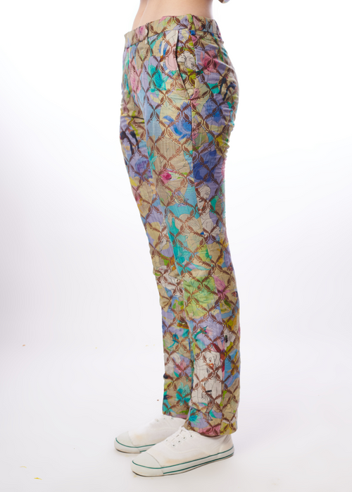 Boot Cut Trouser Silk Brocade Purple