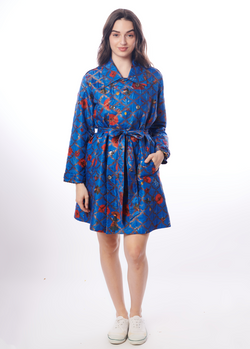 Vineyard Silk Brocade Pedro Trench In Cobalt