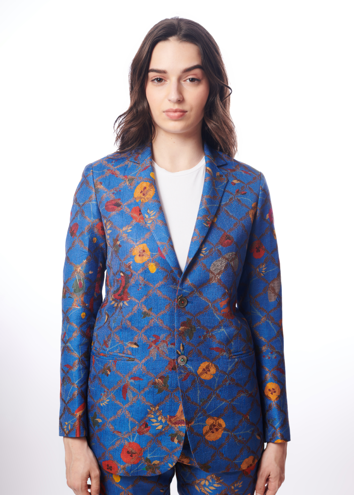 Vest Coat Silk Brocade Aqua – SUKETDHIR