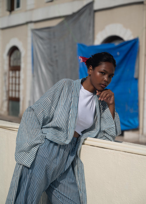 The Striped robe-pj set