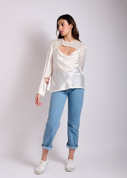 Draped Blouse - Pearl White