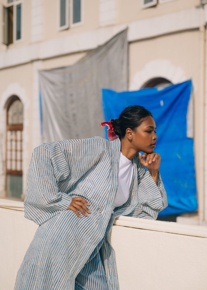 The Striped robe-pj set